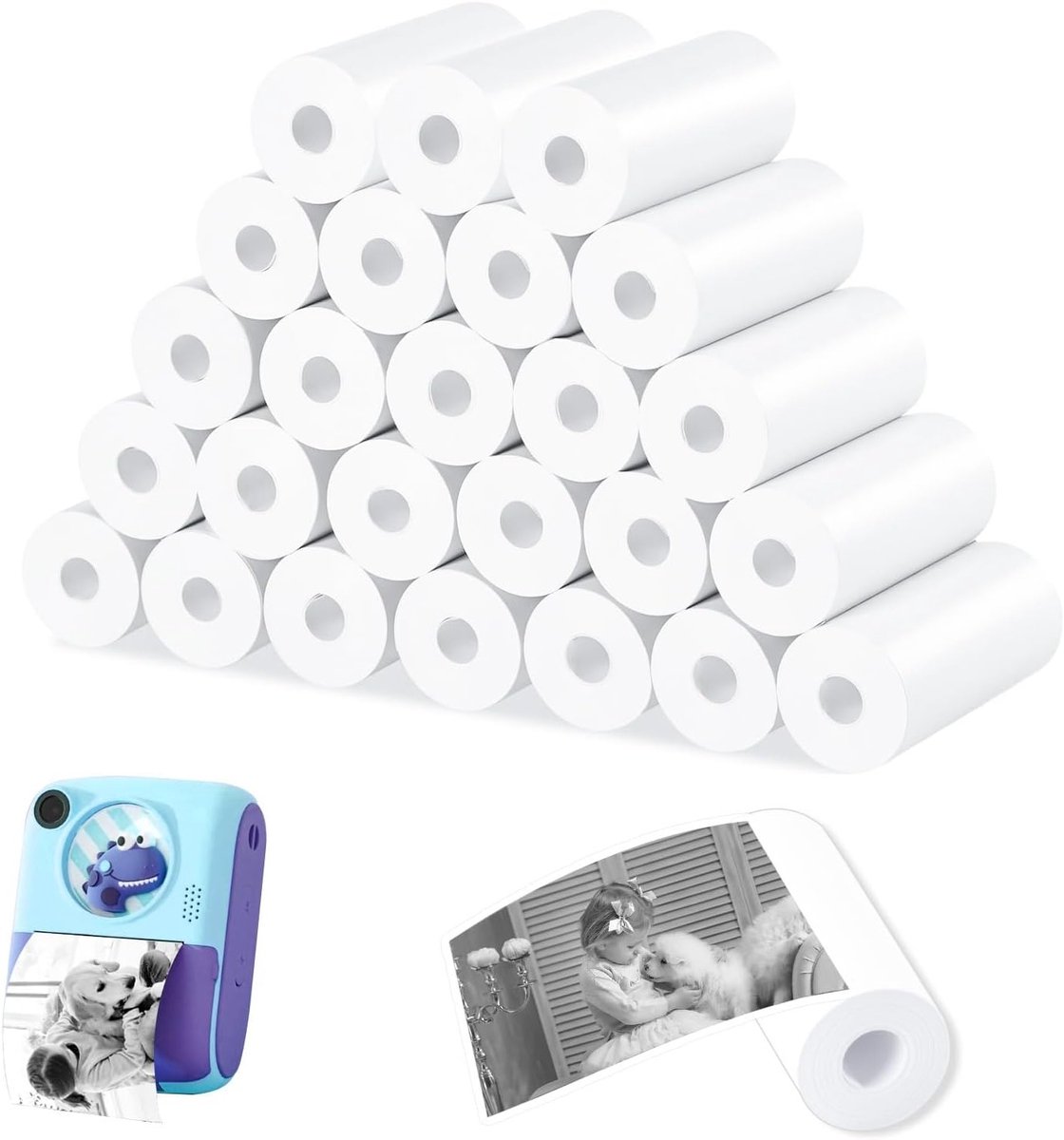 Thermisch papier navulling voor kindercamera's - 25 rollen 57 x 25 mm