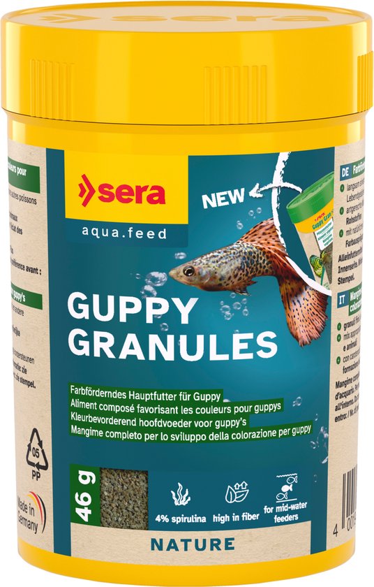 Sera Guppy gran 250 ml langzaam zinkend plantaardig voer