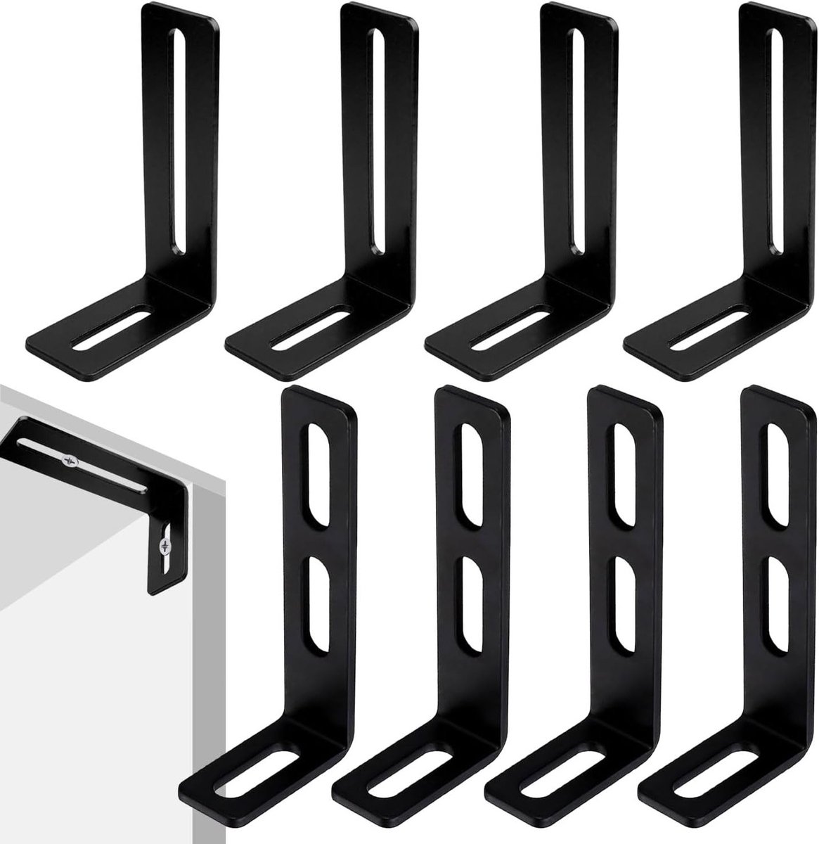 Hoekverbindingen voor meubels, verstelbare metalen hoeksteunen voor hout, geschikt voor tafels, stoelen, boekenplanken en kasten, 8 stuks
