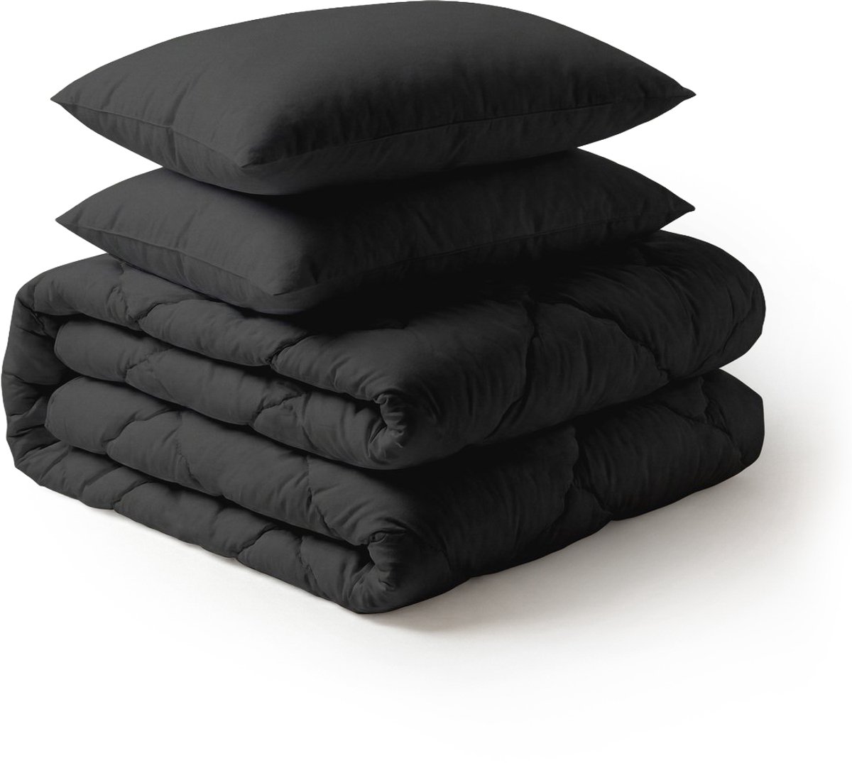 LILLA24 Dekbed zonder overtrek - Incl 2 kussenslopen - 200x200 cm - Wasbaar dekbed - All year hoesloos dekbed - Zwart