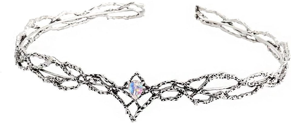 JeiibrZui Kristallen Tiara Haarband - Verstelbaar - 1 Stuks - Zilver Voor Bruiloft Feest Halloween