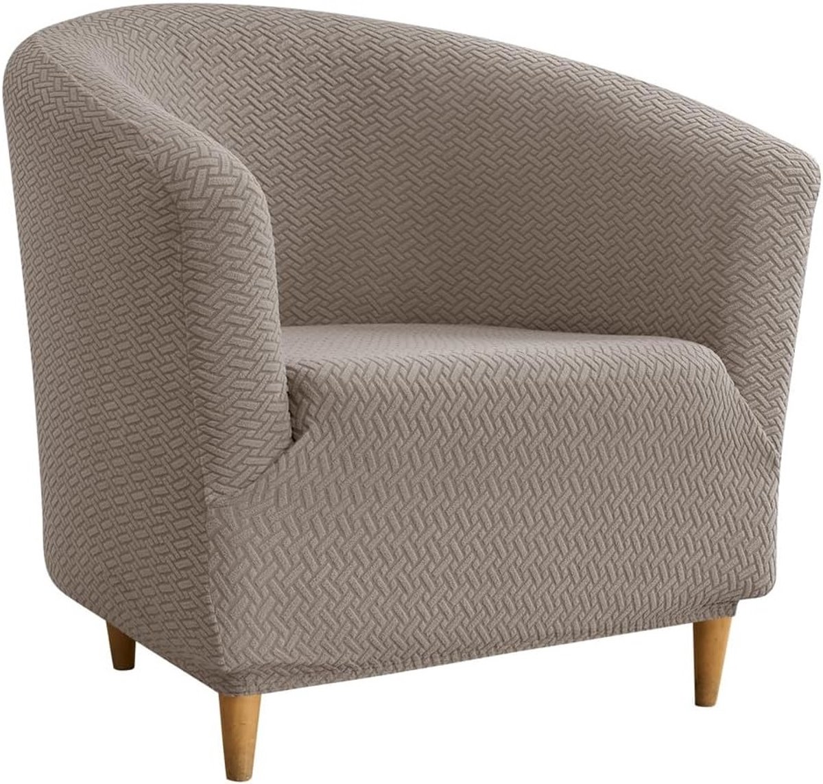 Verstelbare Jacquard Polyester Stoelhoezen voor Relaxfauteuils, Rekbare en Wasbare Bekleding in Khaki, Ideaal voor Clubstoelen en Tubstoelen