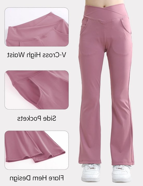 Flared Sportbroek voor Meisjes met V-Lijn Taille, Bootcut Design, Ideaal voor Yoga en Joggen, EU 116-158 — afbeelding 5