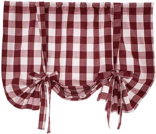 Stijlvolle Ruitmotief Keuken Gordijn in Country Style - Semi-Transparante Bistro Gordijnen voor Korte Raamdecoratie in de Keuken, Ideaal voor Landhuis en Gezellige Sfeer