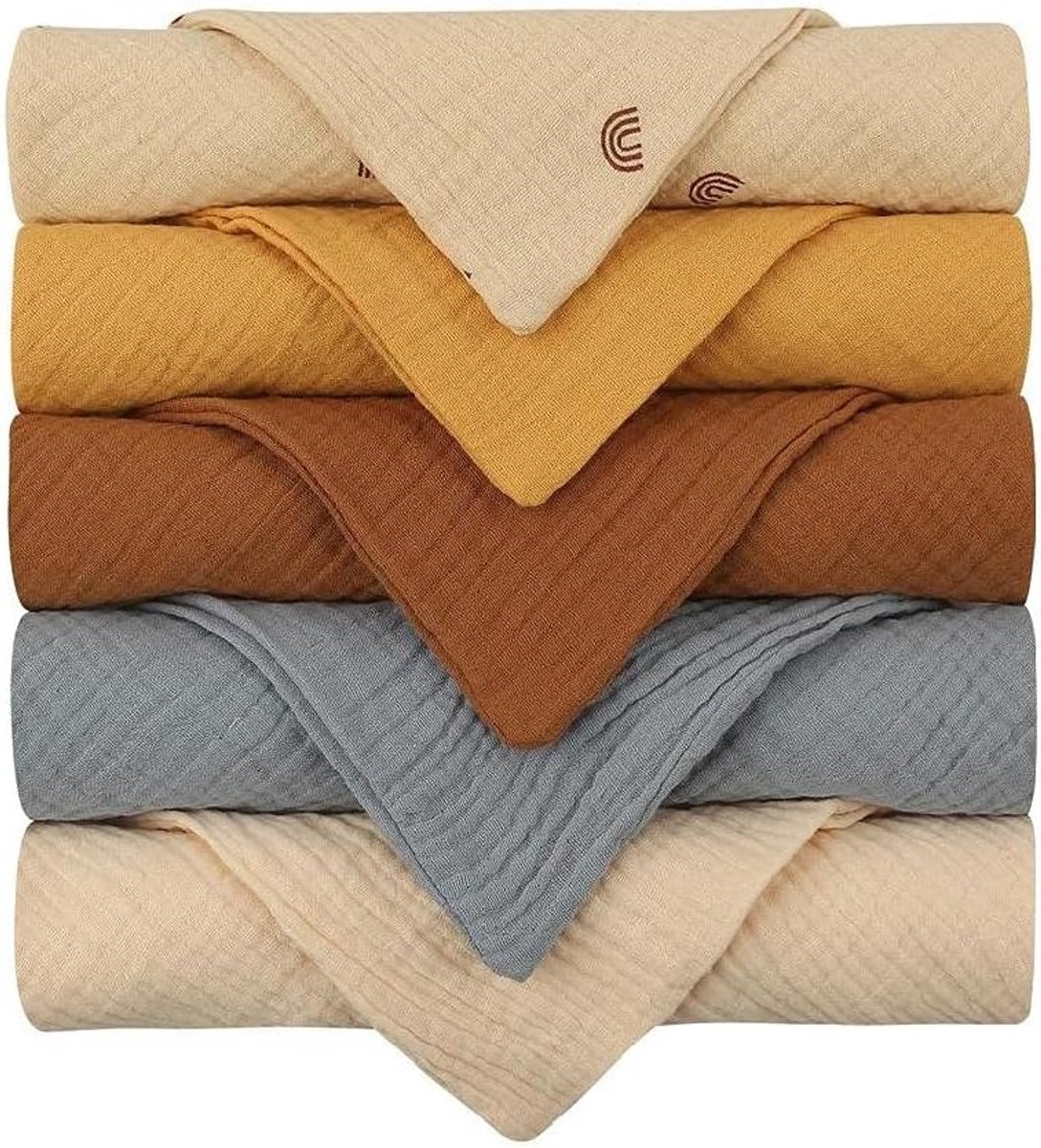 SnelShoppen - Baby Handdoek Set, 5-Delige Vierkante Katoenen Babydoek, Sneldrogende Handdoek, Geschikt voor Jongens en Meisjes, Multifunctioneel, 30x3