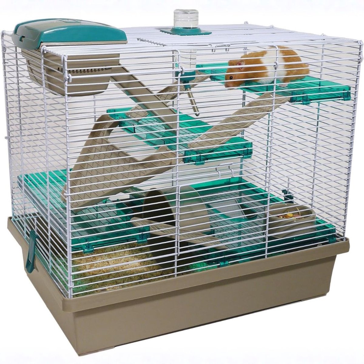 KAD® Hamsterkooi - Hamster Speelgoed - Hamster - Wit en Teal - 36cm x 51cm x 46cm