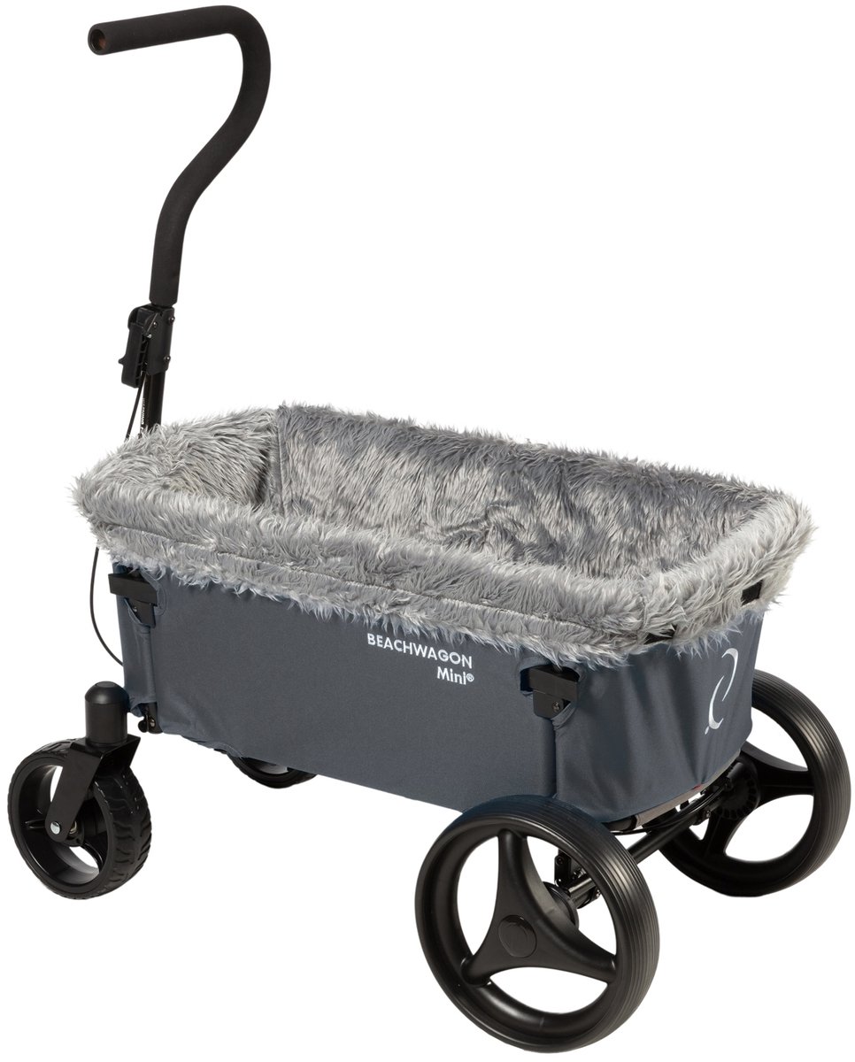 Beach Wagon Bolderkar Opvouwbaar MINI Combideal - 40KG - Donkergrijs - Compacte Bolderwagen met Zacht Kuipinzetstuk - Strandwagen - Handkar