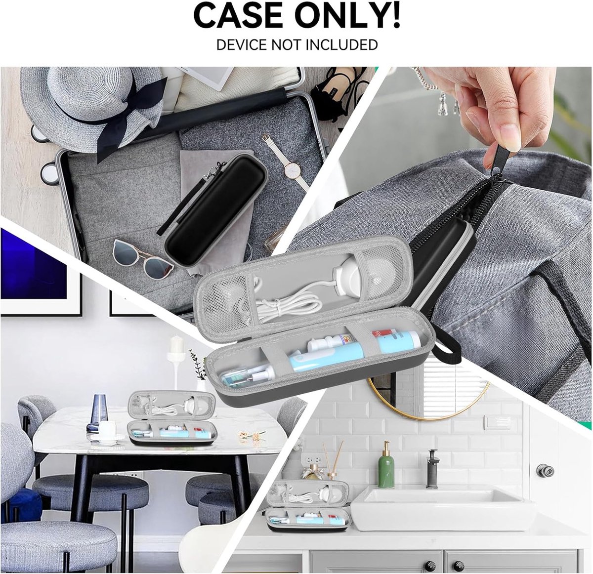 Reisetui Geschikt voor Oral-B/Oral-B Pro 1000 1500 5000 7000 7500 6000 9600/Philips Sonicare 4100 5100 1100 6100 5300 elektrische tandenborstels, draagbare harde beschermhoes (goud). — afbeelding 2