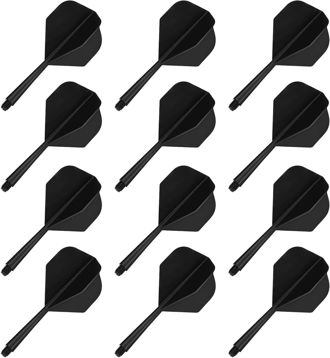 Dartflights met schacht - 12 stuks in zwart, M maat, ideaal voor dartliefhebbers en competitie