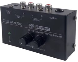 Delmark Phono Preamp - Voorversterker voor Platenspelers - RCA uitgang - RIAA Equalisatie - Met Volume- & Level-control