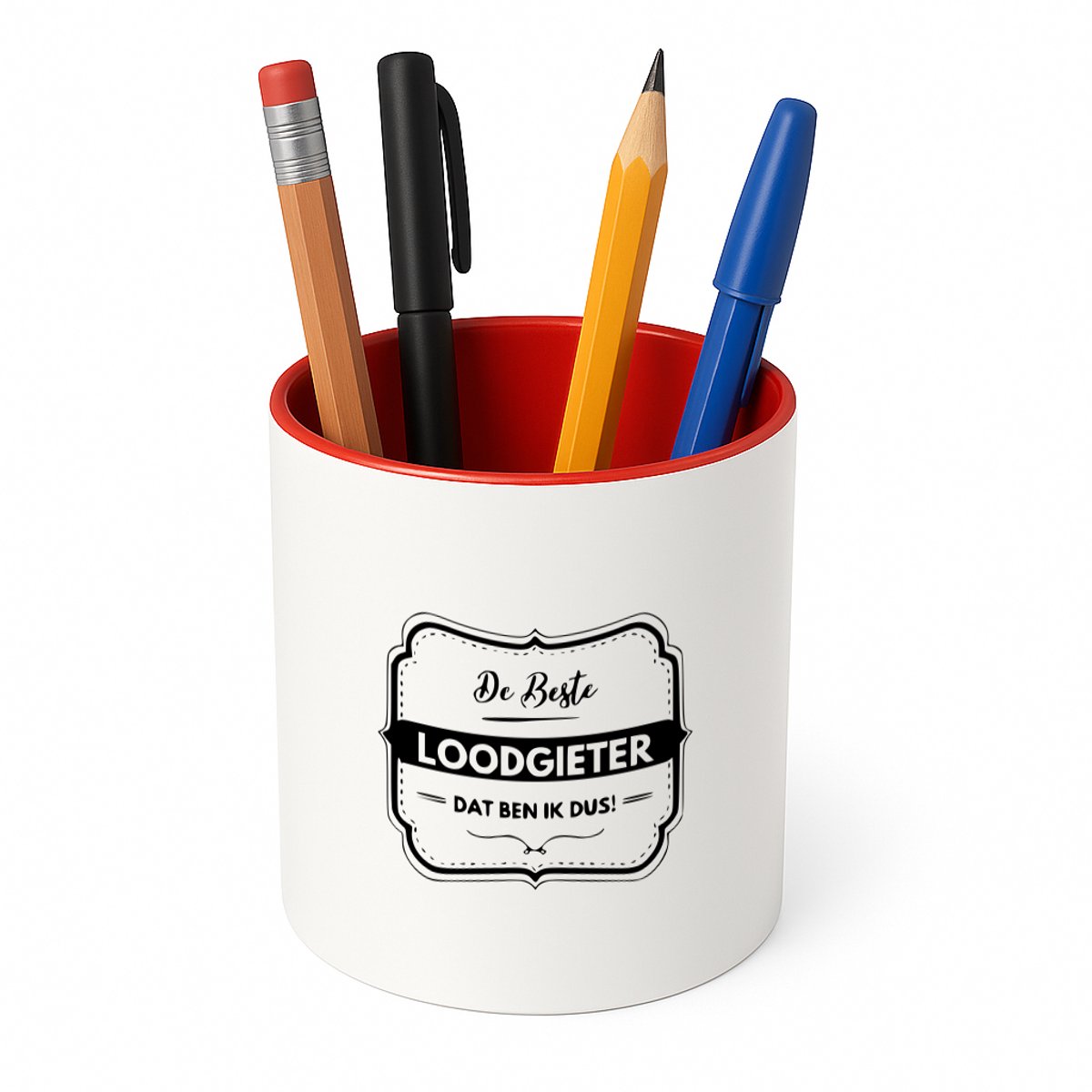 Hacebo® - De beste loodgieter dat ben ik dus Pennenbakje - Loodgieter - Vrienden familie - pennenhouder - Collega - Cadeau - Pennenbakje rood