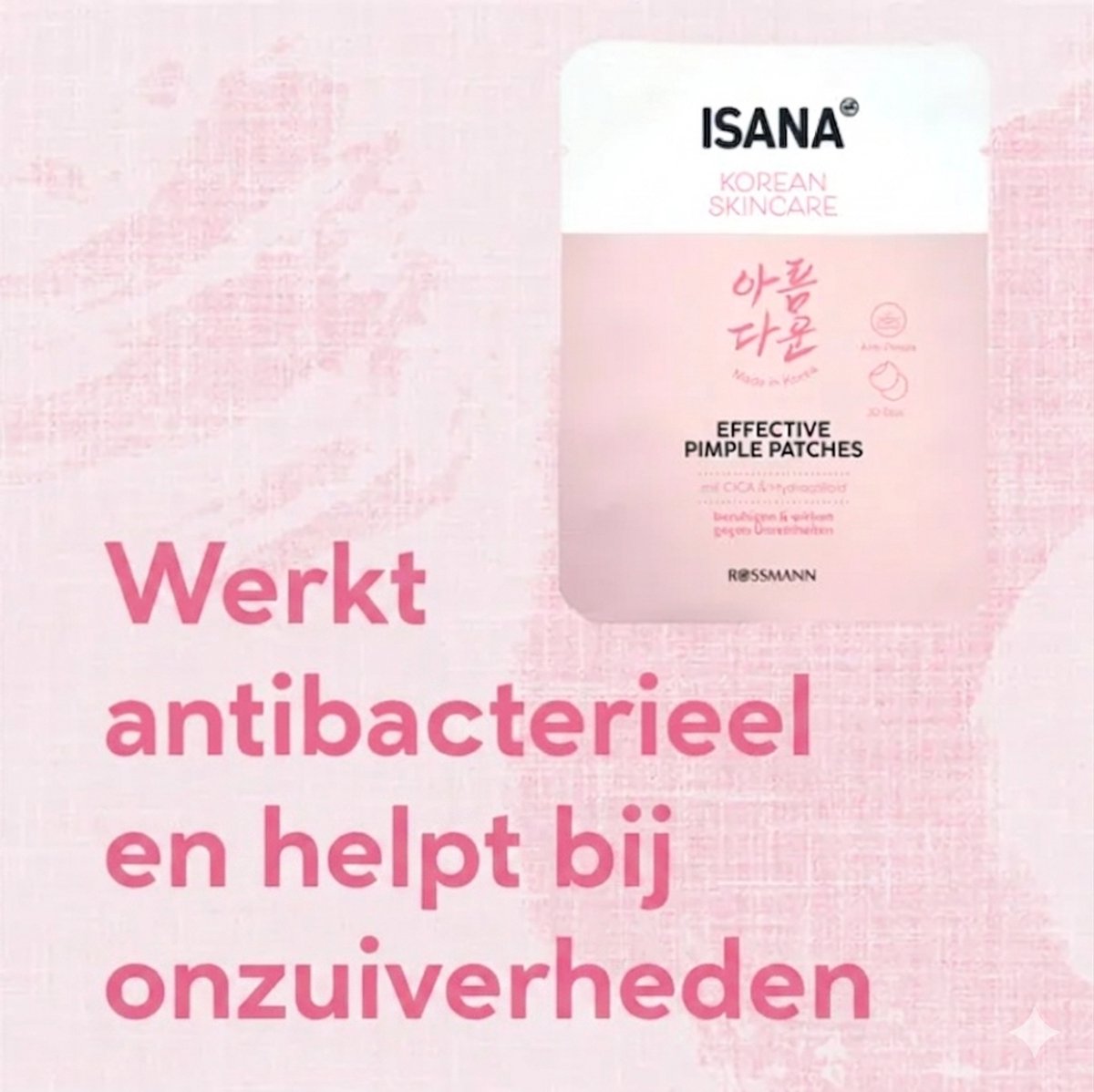 ISANA Korean Beauty Pimple Patches – Antibacteriële Hydrocolloïd Pleisters met CICA (30 stuks)