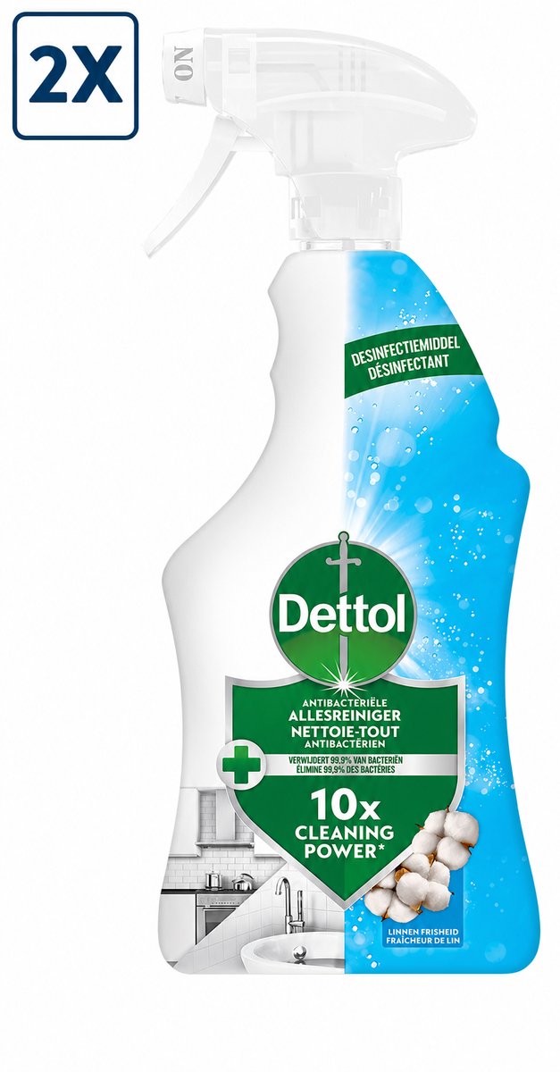 2 x Dettol - Allesreiniger - Spray - Katoenfris - Antibacterieel - Met Desinfectiemiddel - 750ml