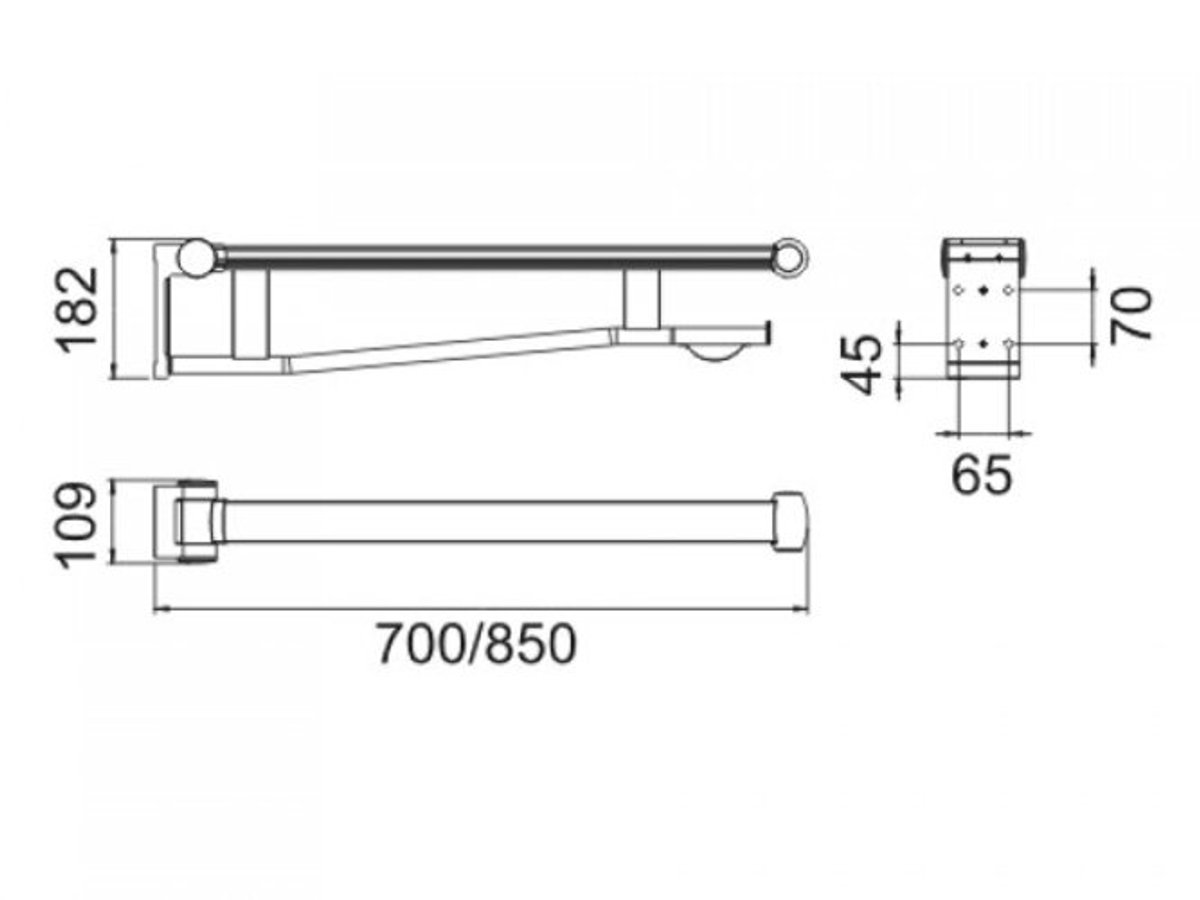 KEUCO PLAN Care inklapbare steungreep, met toiletrolhouder, 700mm, 34903170751