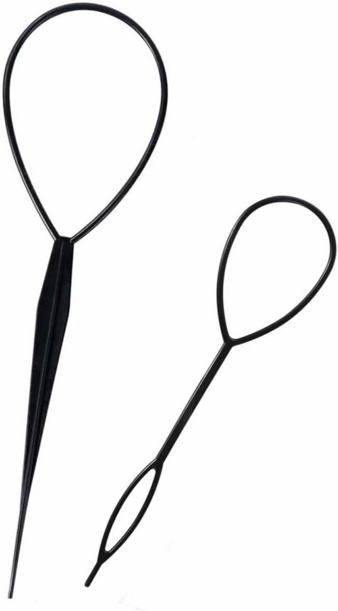 Haarknotmaker – Stylingtool voor haarpunten – 2-delige set – Vlecht- & stylingaccessoires – Hulpmiddelen voor haarstyling – Knotvormer – Eenvoudig & elegant – Stylingaccessoires voor dames & meisjes – Zwart
