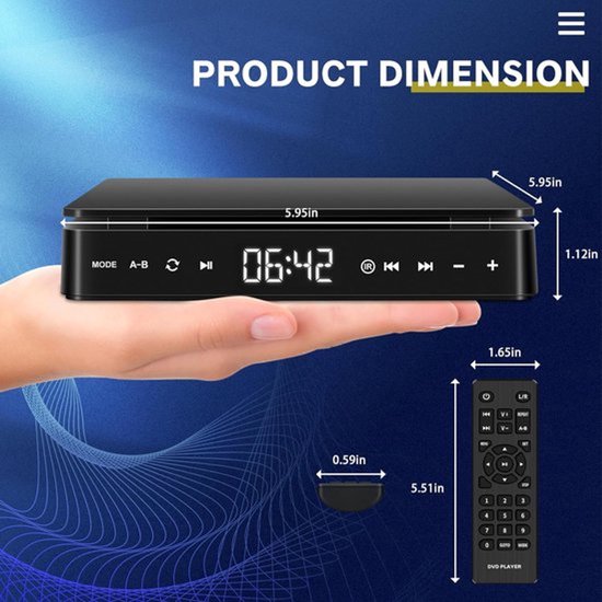 KZQ Draagbare dvd-speler - Externe dvd-/cd-speler - Tv-dvd-speler - Ondersteunt 1080p HD-videoweergave - HDMI/USB/AV-interfaceaansluiting - Touchscreen en draadloze streamingfunctie - Voor thuis, kantoor en entertainmentruimtes van kzq — afbeelding 5