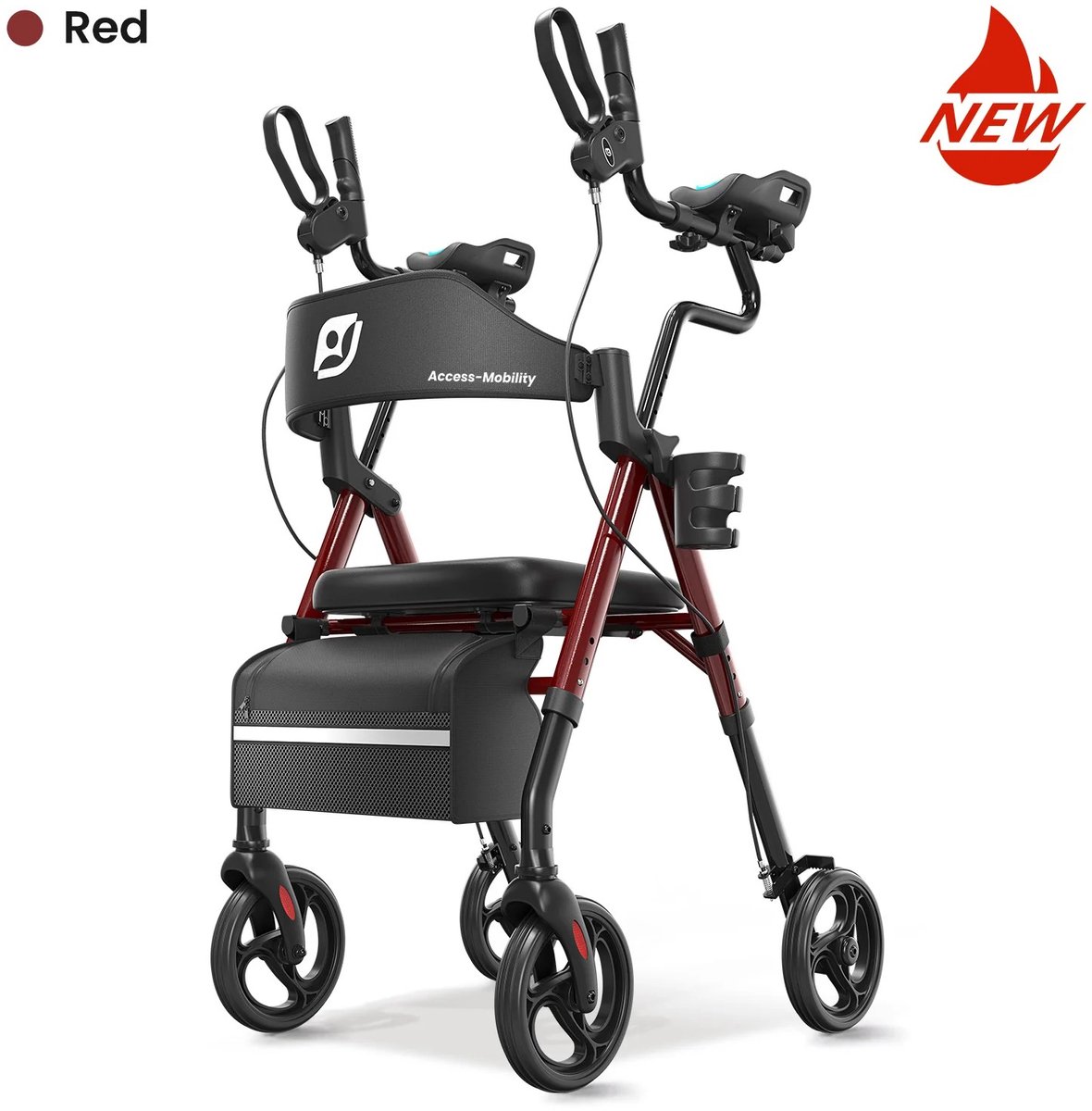 MakkelijkMooi Upright Walker met Arm Ondersteuning - Rollator - Bekerhouder - Ergonomische Zitting - Draagvermogen tot 136 kg