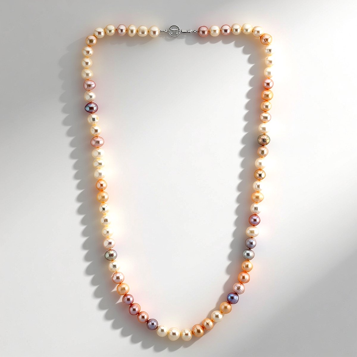 Cavill - Zilveren halsketting - 925 Sterling Zilver - Zoetwater kweekparels met fancy slijpsel - 60 cm elegant dames sieraad - Uniek gevormde parels