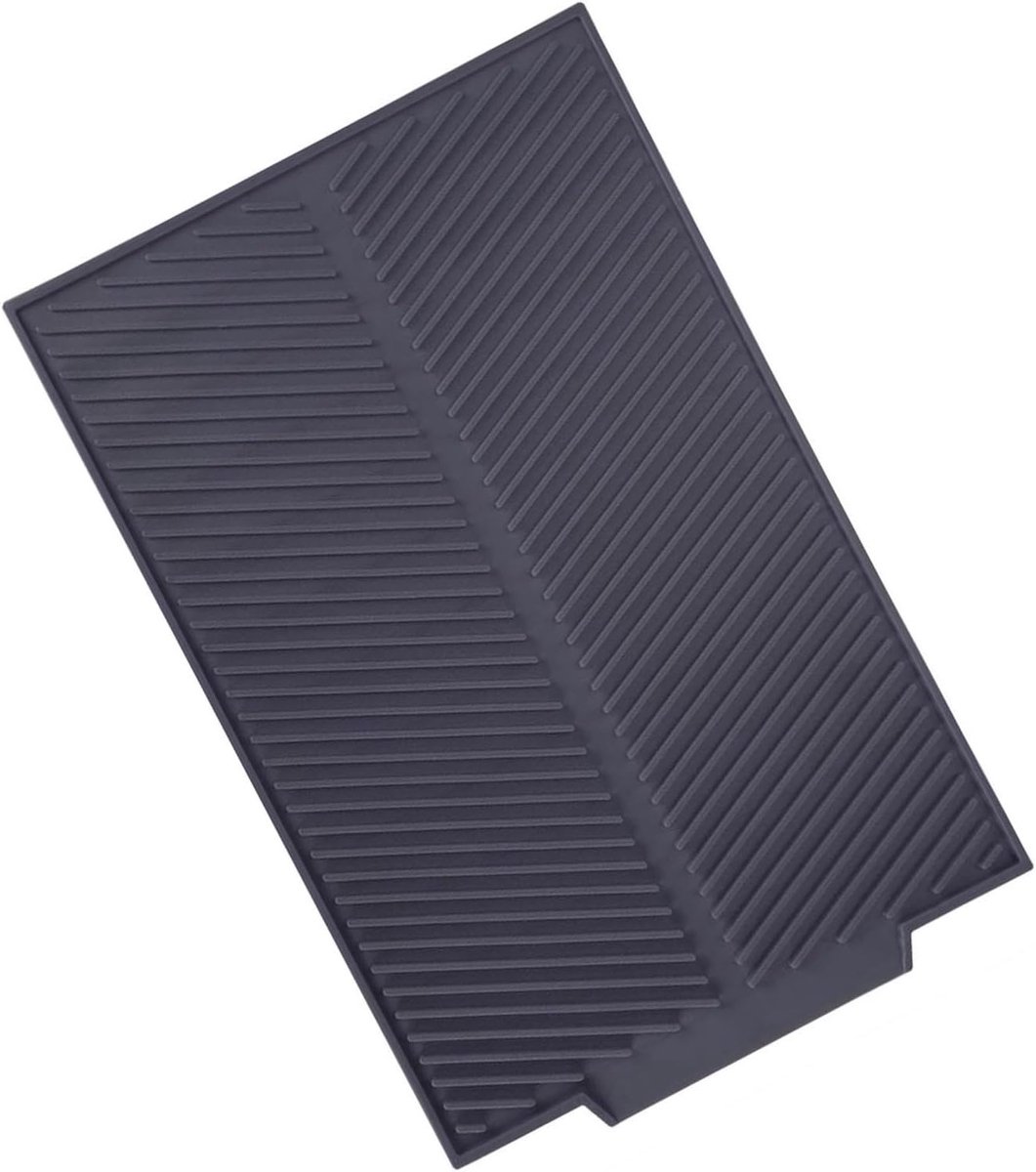 Afdruipmat, 39 x 25 cm, antislip siliconen afdruipmat, geschikt voor aanrechtbladen, grijs