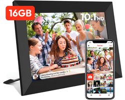 Digitale fotolijst met WiFi en Frameo App - 10.1 inch HD+ IPS Display - Fotokader met Touchscreen - 16GB - Zwart - Frameo digitale fotolijst - digitale fotokader - digitaal fotolijstje