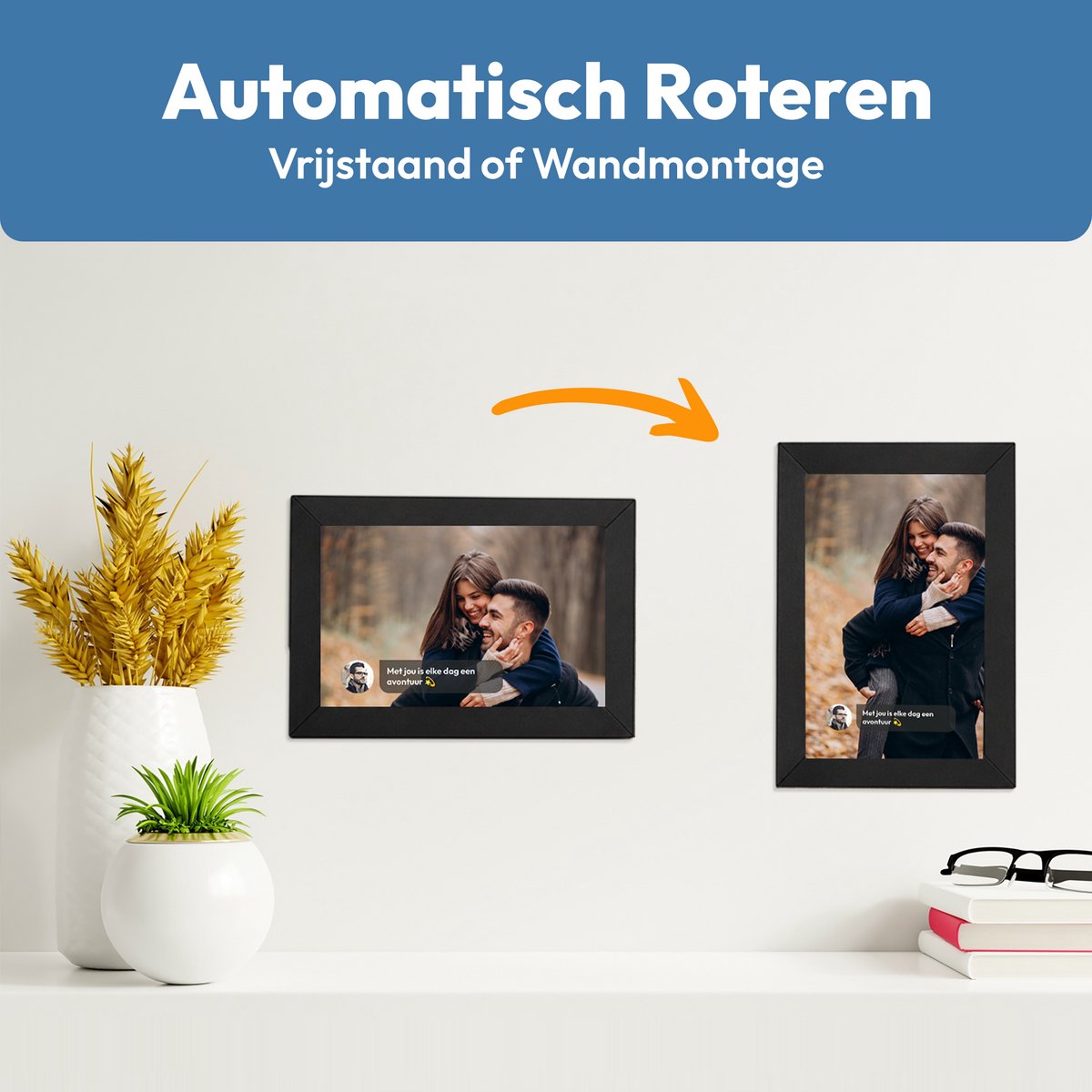 Digitale fotolijst met WiFi en Frameo App - 10.1 inch HD+ IPS Display - Fotokader met Touchscreen - 16GB - Zwart - Frameo digitale fotolijst - digitale fotokader - digitaal fotolijstje thumbnail 6