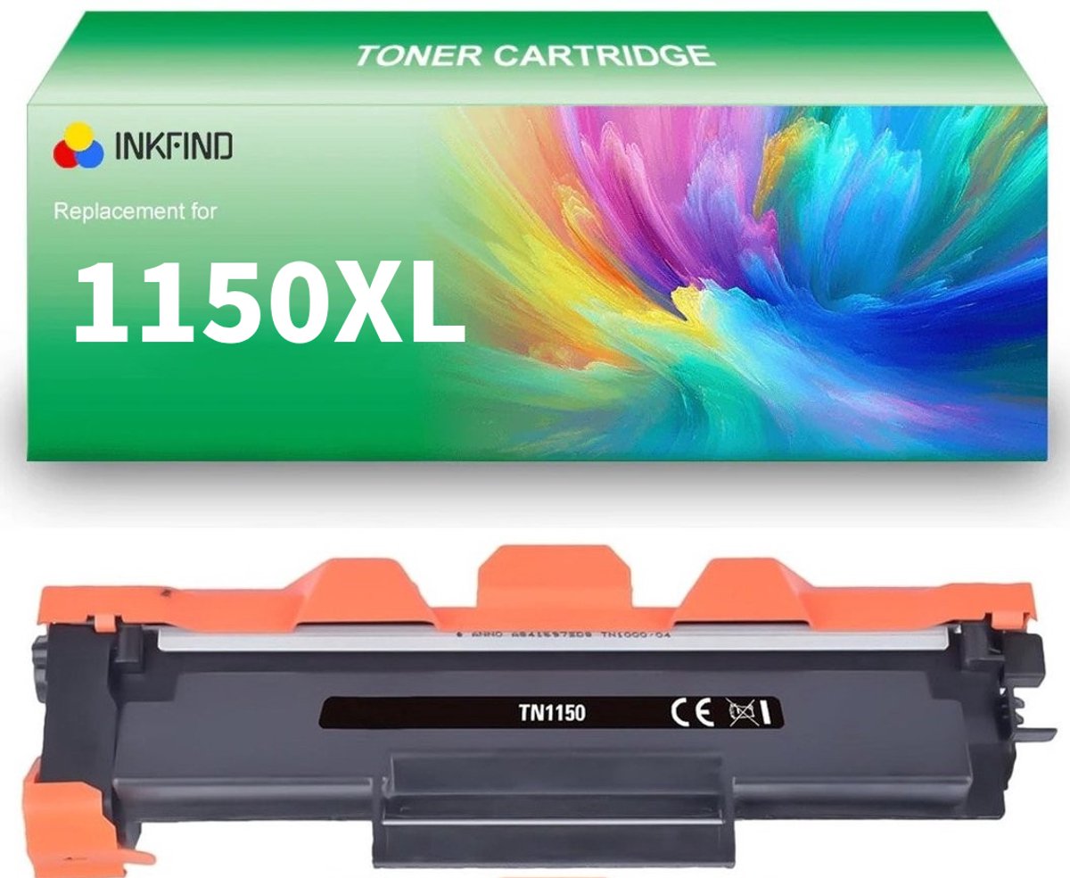 INKFIND TN-1150 XL Zwart tonercartridge compatibel met Brother TN1150 TN-1150 Zwart geschikt voor Brother HL-L1240W/HL-L1242W/HL-1242WXL/DCP-L1640W/DCP-1642W/DCP-L16642WXL/DCP-1660W - 1-pack Zwart (extra hoge capaciteit)