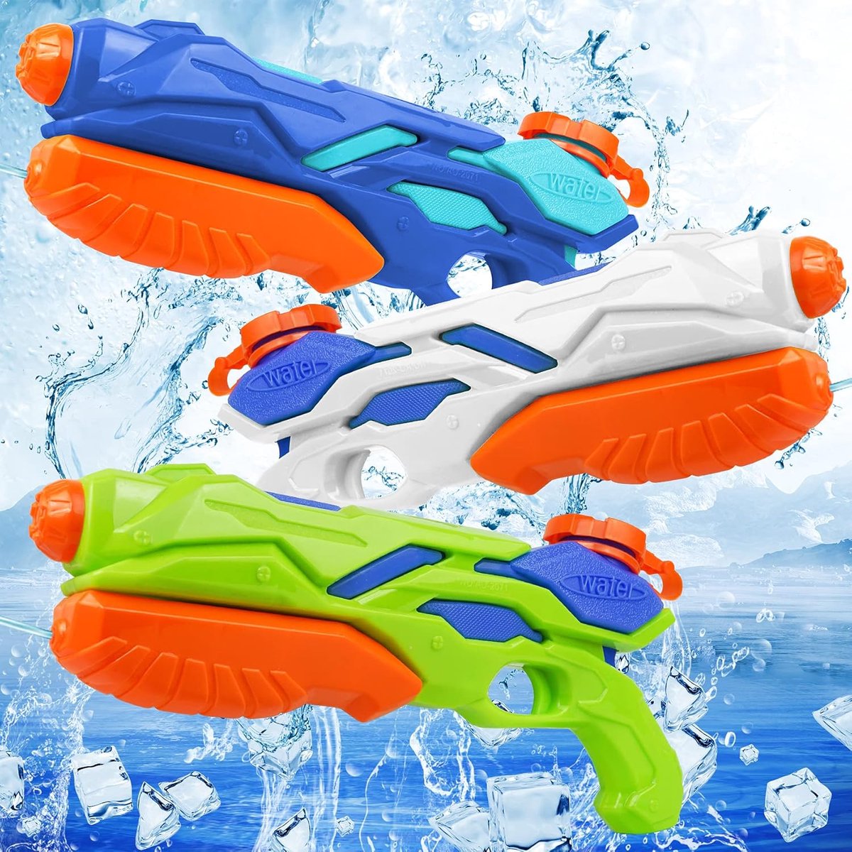 Waterpistool Kinderen - 3 Stuks - van 0-3 Jaar - Waterpistooltjes Klein - Watergeweer - Waterblaster - Watergevecht - Buitenspeelgoed - Zomerspeelgoed - Waterspeelgoed - 300 ml - Blauw/Groen/Wit - van Imperatoris