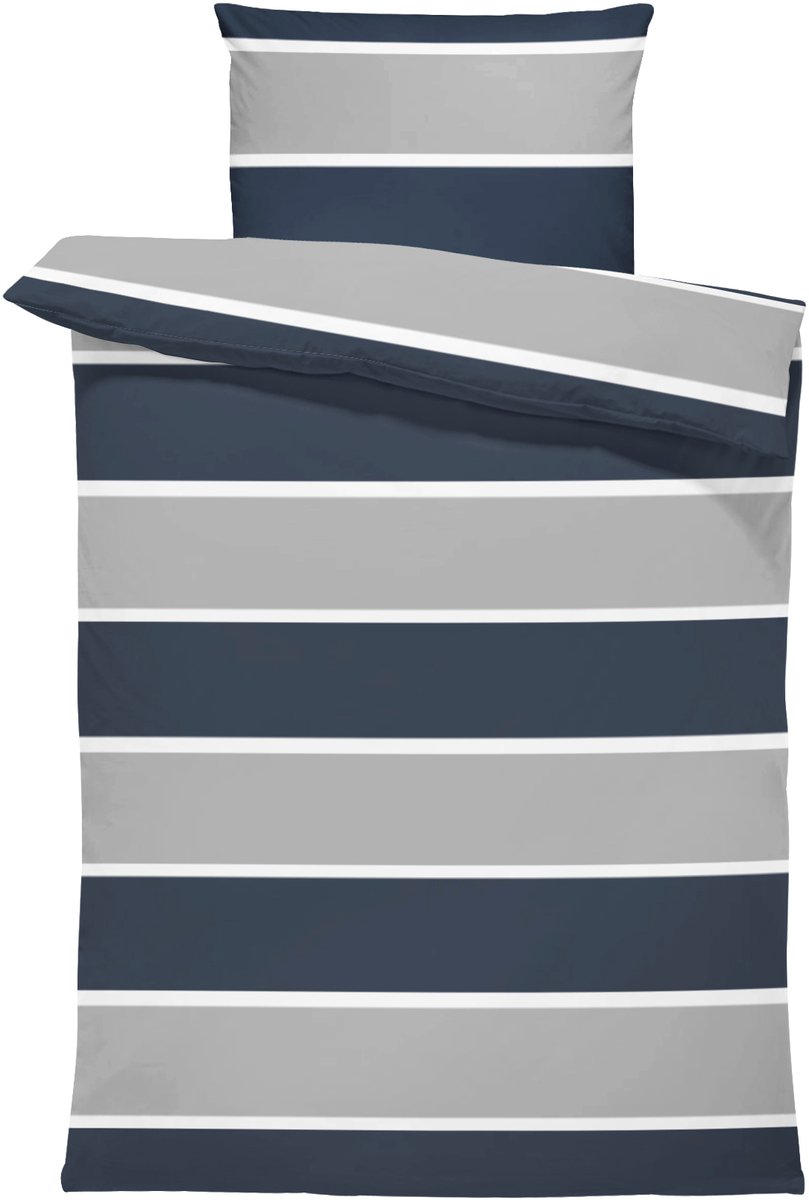 Dekbedovertrek 100% Katoen Premium - 140 x 200cm - 1 persoon - StripeLines Blue