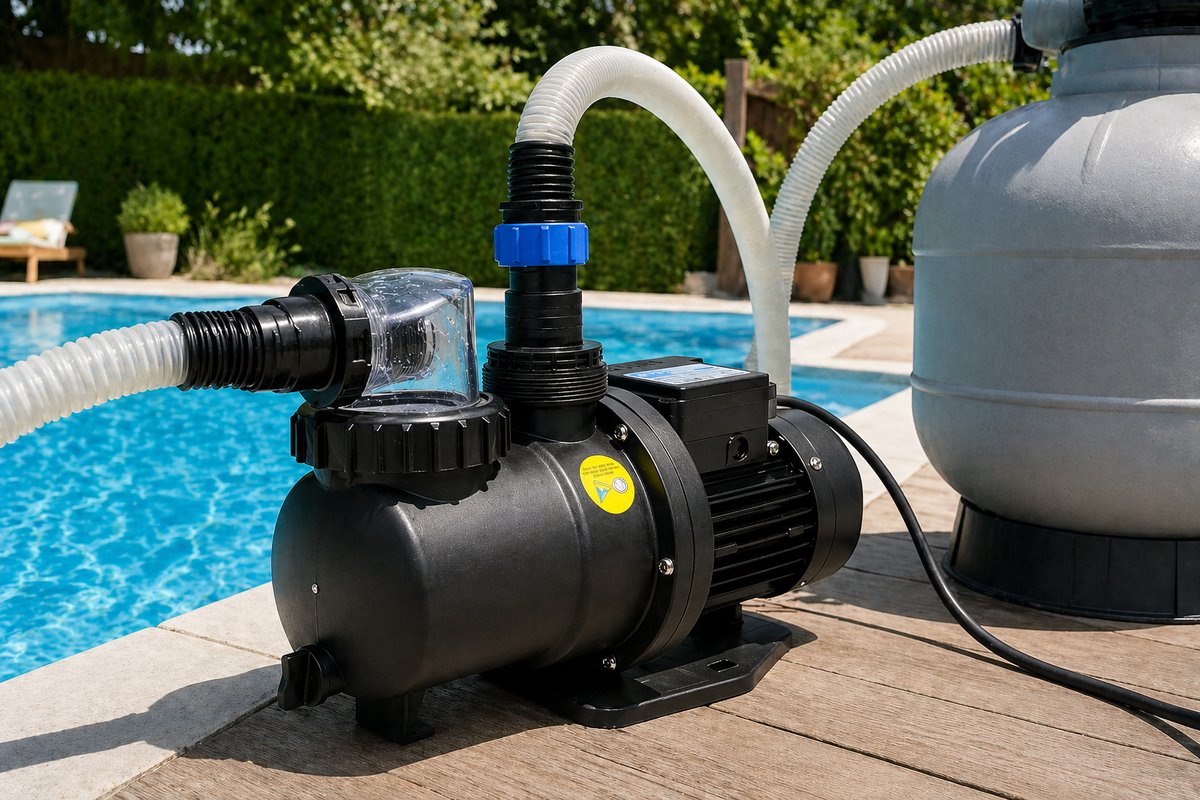 COIL Filterpompe Zwembad 9500 l/u – Circulatiepomp zwembad - zelfaanzuigend – 550W – Opvoerhoogte max. 10m - voor zwembaden tot 42m³ – foto 4