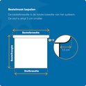 Diagramme montrant la largeur de commande et la largeur du tissu d'un store enrouleur.