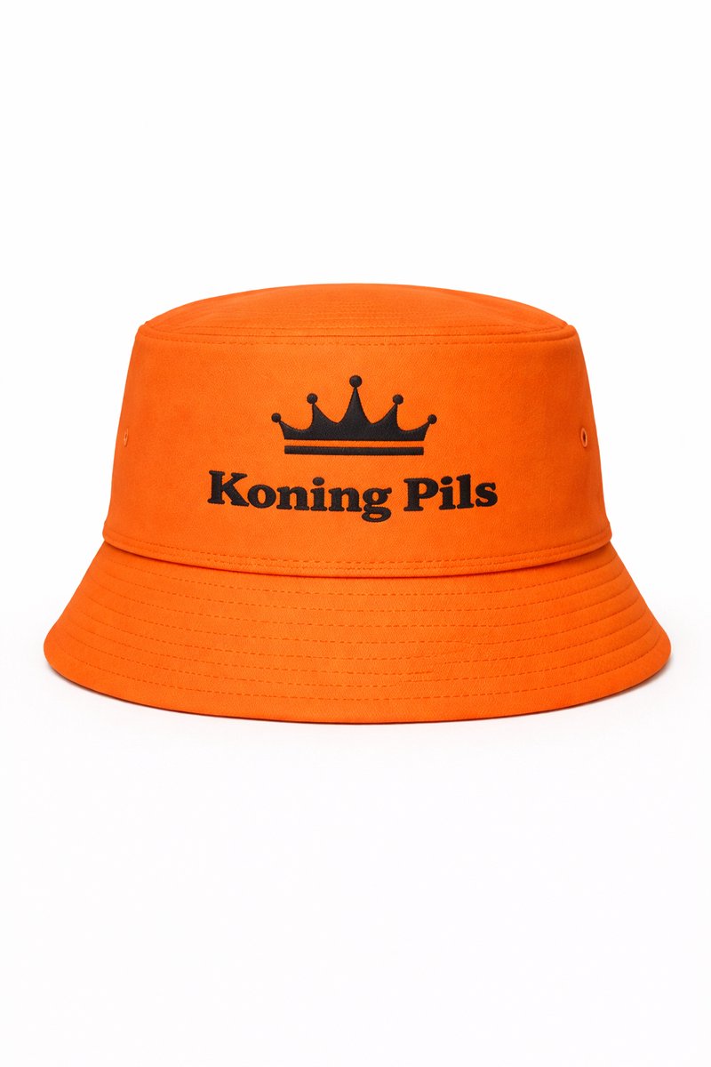 Koning Pils Hoed - Bucket Hat – Oranje – Unisex – Perfect voor EK, WK, Koningsdag & Festivals