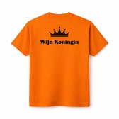 Wijn Koningin T-shirt – Oranje – Dames – Comfortabel – Perfect voor Koningsdag & Festivals – Maat L