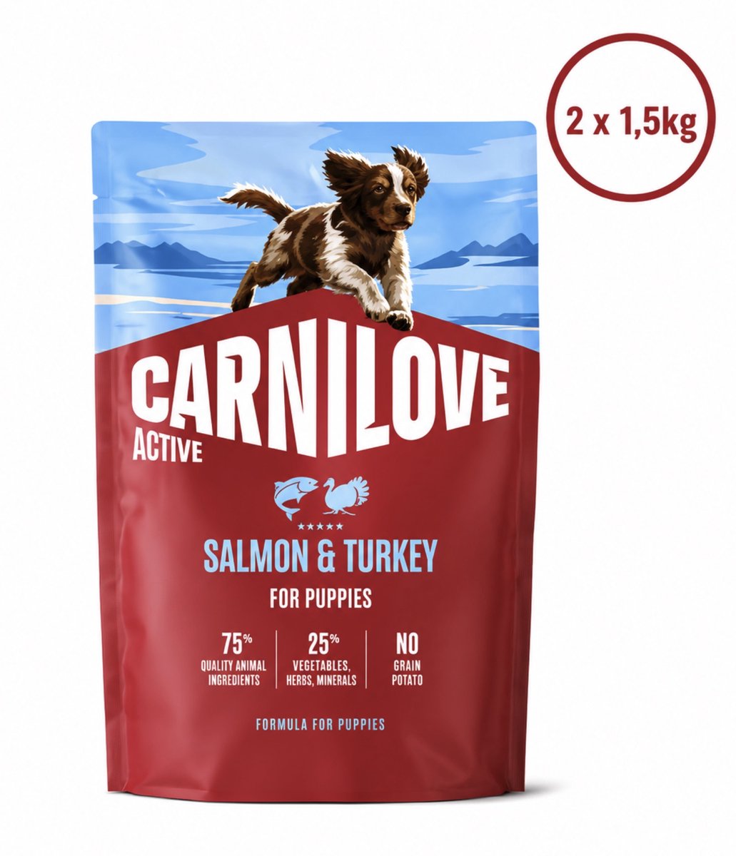 Carnilove 2x1,5 kg Carnilove salmon / turkey puppies hondenvoer
