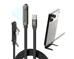 2 in 1 oplader - 65W oplaadkabel - oplaadkabel - oplaadkabel usb a naar usb c- 2 in 1 oplaadkabel - 2 in 1 oplaad kabel - 2-in-1 oplaadkabel met standaard - voor smartphones en tablets.