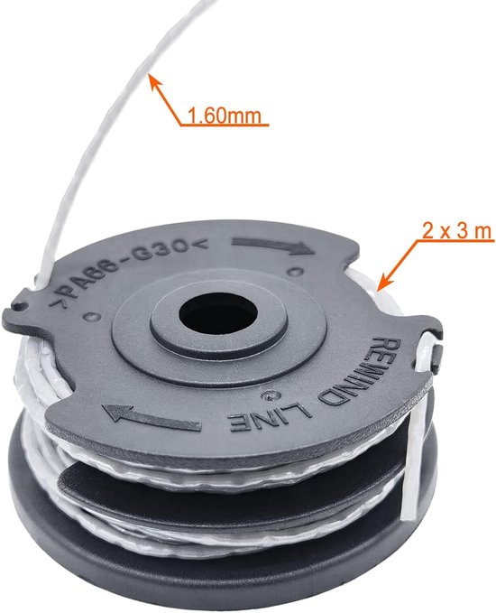 3 Stuks Draadspoelen Geschikt voor Bosch Grastrimmer - Maaiaccessoires - F016800351 - maaidraad - trimmerdraad - Geschikt voor ART 24, 27, 30 en ART 30-36 LI - 6m, Ø1,65mm van Merkloos	 — afbeelding 3