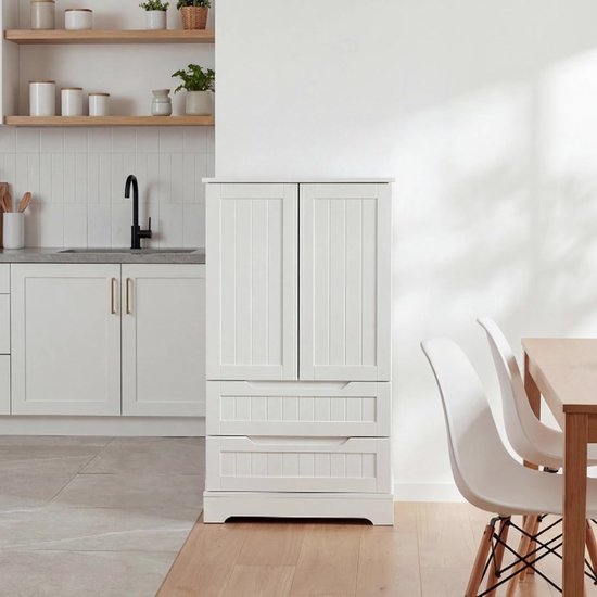 Bealife AP28 Keukenkasten Opbergkast - Vrijstaande Keuken Opbergkast met 2 Laden en 2 Deuren -60x40x120cm - Witte Keukenkasten