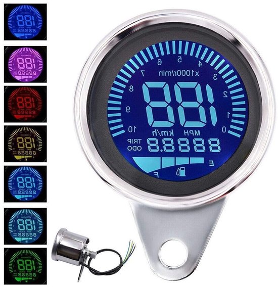Universele 12V Motorrijders Snelheidsmeter, Toerenteller en Odometer met Brandstofmeter en 7 Achtergrondkleuren van universele — afbeelding 2