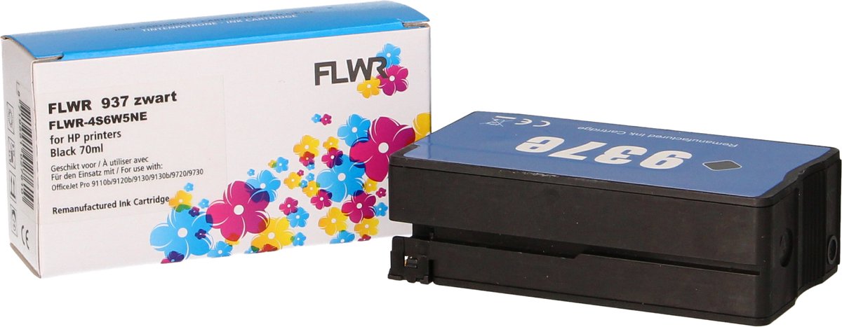 FLWR HP 937e - Zwart XL - voor Officejet pro 9130 - 9130 - 9720 - 9730