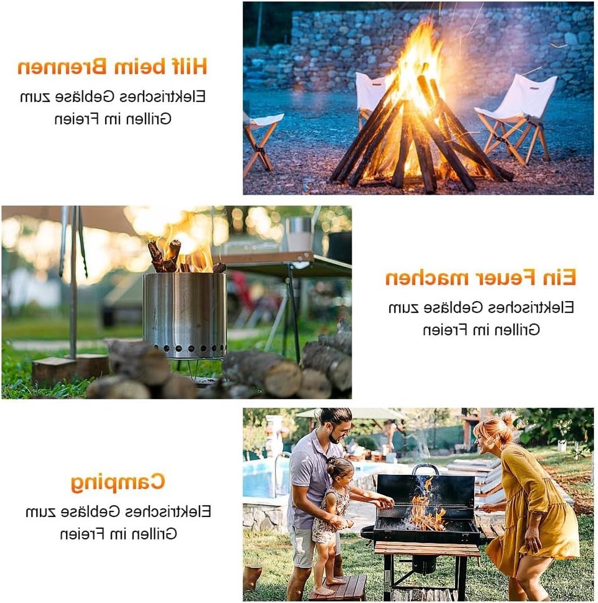 Krachtige ventilator voor barbecueovens en houtkachels met luchtuitlaat en snelheidsregeling