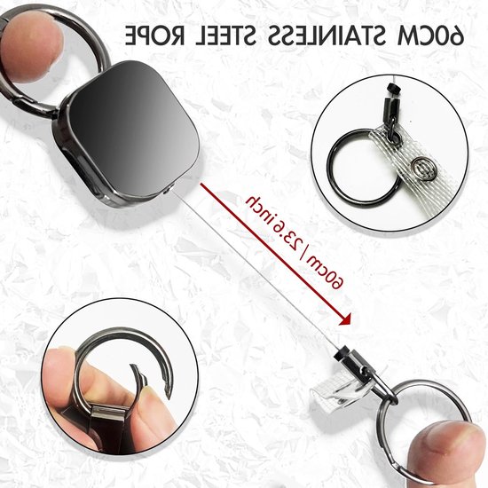 2 Stuks Opvouwbare Badgehouders, Retractable ID Kaart Houder, Sleutelhanger en ID Badge Reel, Ideaal voor Werk en Evenementen — afbeelding 2
