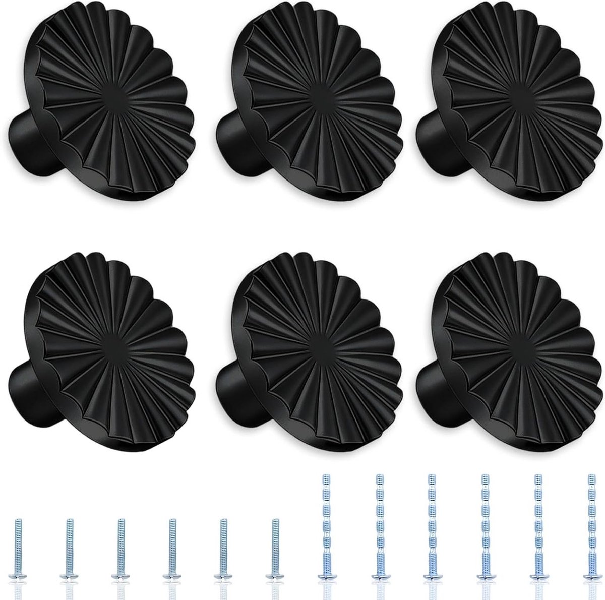 Ladeknoppen set van 6, zwarte meubelknoppen van zinklegering, 30 mm kastknoppen voor keuken, badkamer en woonkamer decoratie