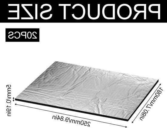 Set van 20 Geluidsabsorberende Auto Isolatiematten, 250 x 180 x 5 mm, Waterdicht, Brandveilig, Akoestische Isolatie, Geluidsisolatie — afbeelding 5