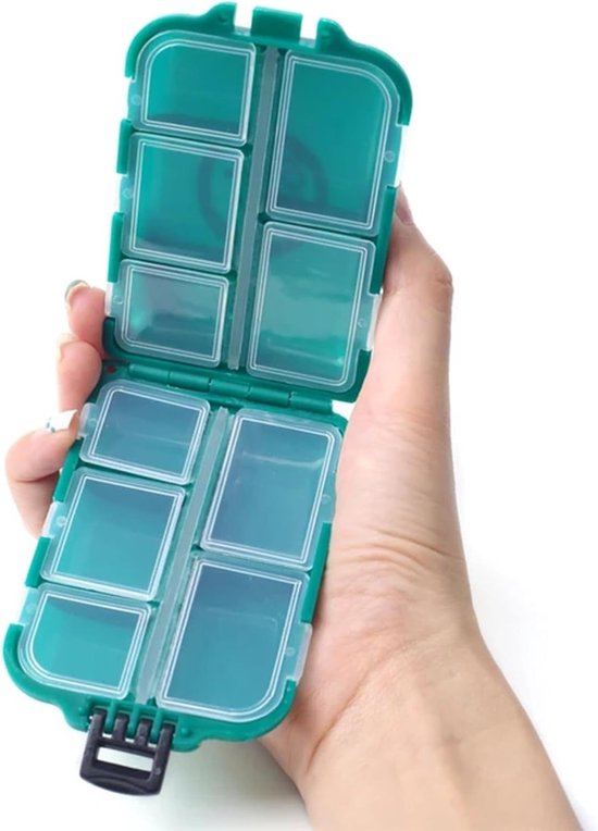Waterdichte Visdoos met 10 Compartimenten voor Haken en Aasopslag - Handige Visaccessoires in Zwart en Groen van Merkloos — afbeelding 4
