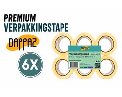Dappaz Verpakkingstape Transparant - OPP Plakband 50mm x 66m - 6 rollen Dozen Tape Extra Sterk met Hoge Kleefkracht - Dikte 65 µm