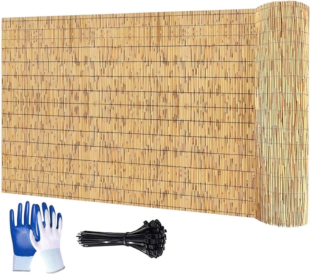 Natuurlijke Rietrol - Bamboe Omheining - Balkon Privacy - Weerbestendig - 180x650cm - Natuurlijk
