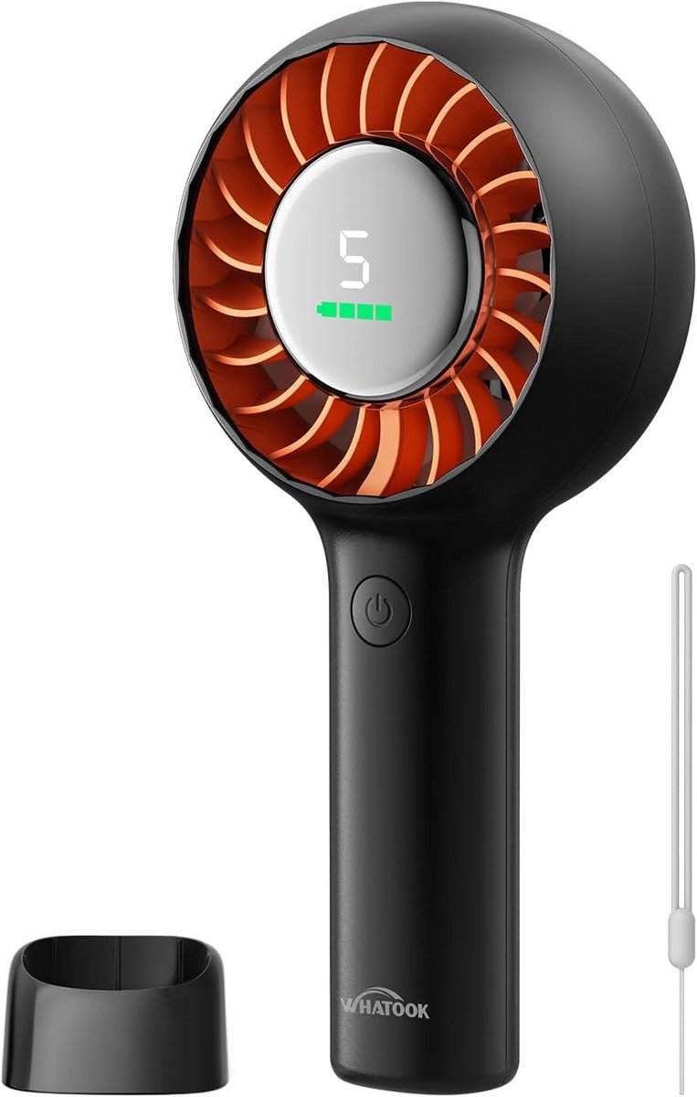 Handventilator - Draagbare mini fan - Persoonlijke koeling - Groothoek luchtstroom - 19x9x4 cm - Zwart