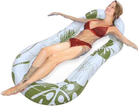 Zwembadstoel - Drijvend vlot - Zomerse ontspanning - Duurzaam PVC - 160 x 90 cm - Groen — afbeelding 5