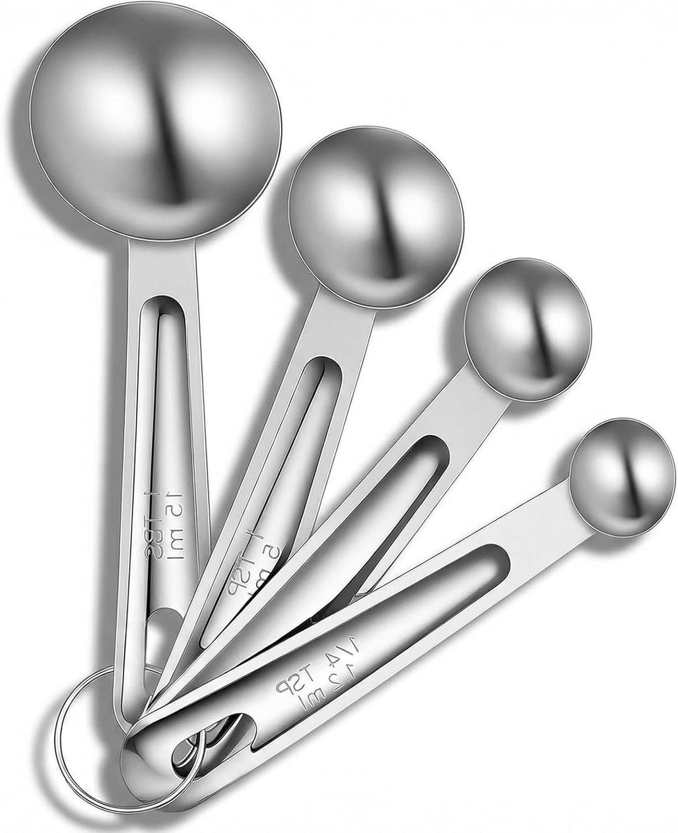 Maatlepels Set - Metalen Lepels - Nauwkeurig Koken - Roestvrij Staal - 4 Delig - Zilver