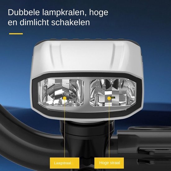 Fiets Voorlicht - Fietslamp Oplaadbaar - Veilig Fietsen - Real-time Stroomdisplay - 3200mAh Batterij - Wit — afbeelding 2