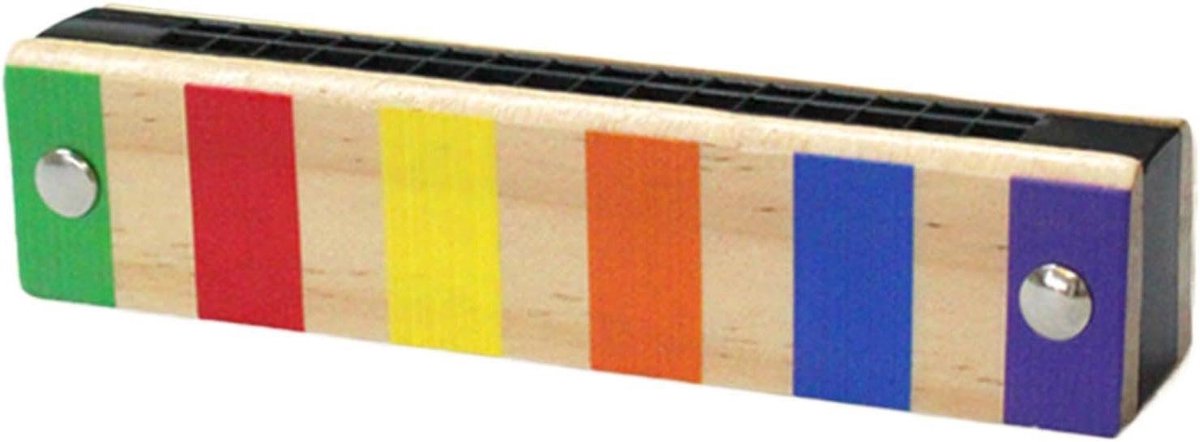 Houten Kindermondharmonica - Muzikaal Speelgoed - Muzikaal Leren - 16 Gaten Dubbele Rij - 13.5 cm - Veelkleurig